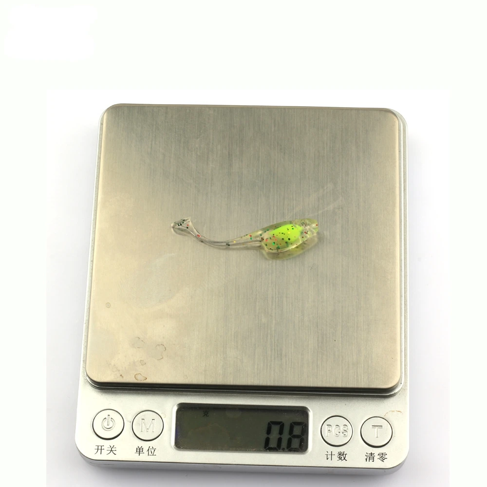 New 5cm 0.8g Tadpole Soft Bait Double Color T Tail Pvc Soft Fishing Lure Worm With Crank Hook Tadpole Lures Baby Shad