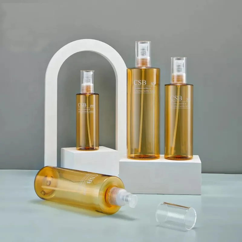 Custom colors Cylinder PET Big Volume Plastic Mist Spray Bottle with Lotion Pump