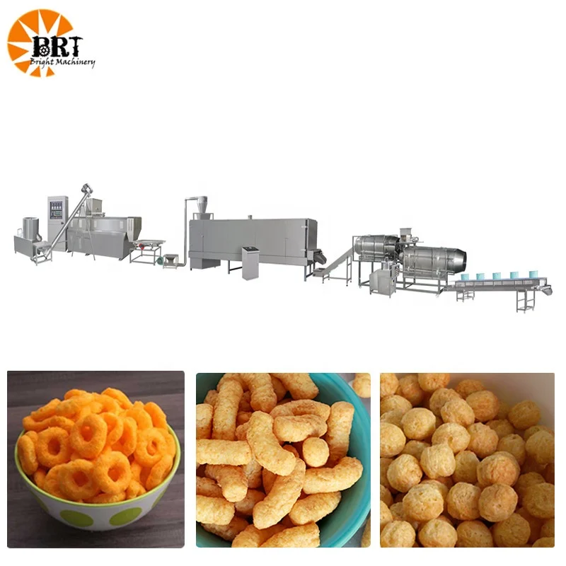 corn puff snacks food double screw extruder production line puff corn snacks making manufacturing machine