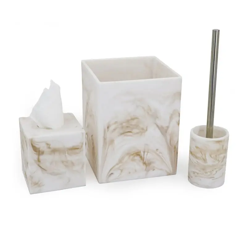Highly Luxury 9 Pieces Marble Effect Resin Washroom Bathroom Decor sets