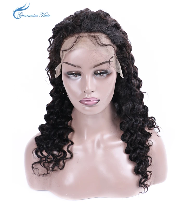 
Overseas Factory Price wholesale #1b natural color deep wave curly half lace wig frontal wig 