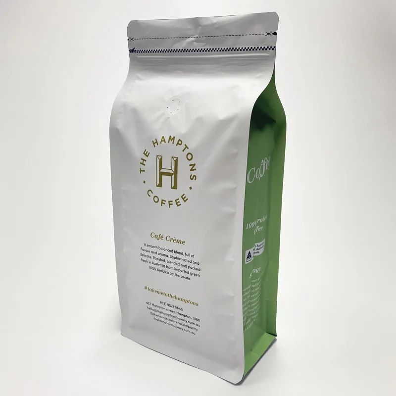 100g 250g 500g 1kg biodegradable resealable stand up zipper flat bottom zipper bags for coffee bean food snack packaging