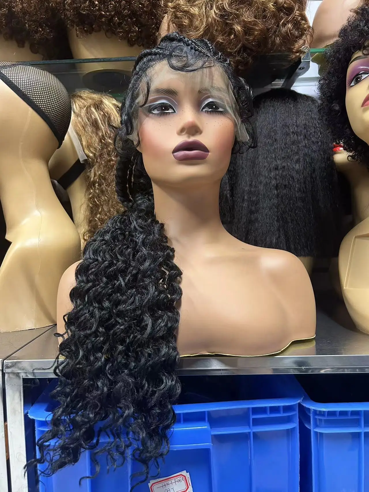 Synthetic Lace Braided Wig Ready to Ship Ponytail Wigs Dreadlock Twist Front Glueless with Baby Hair