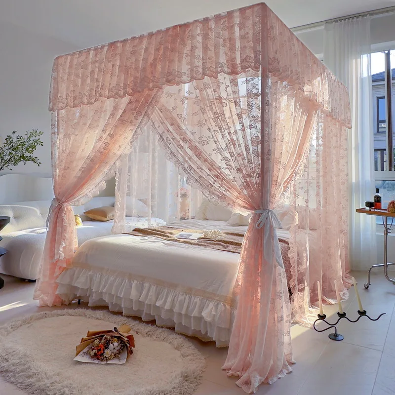 Wholesale Palace Royal Luxury Summer Three doors Landing Thickened  Densified Lace Princess Mosquito Net