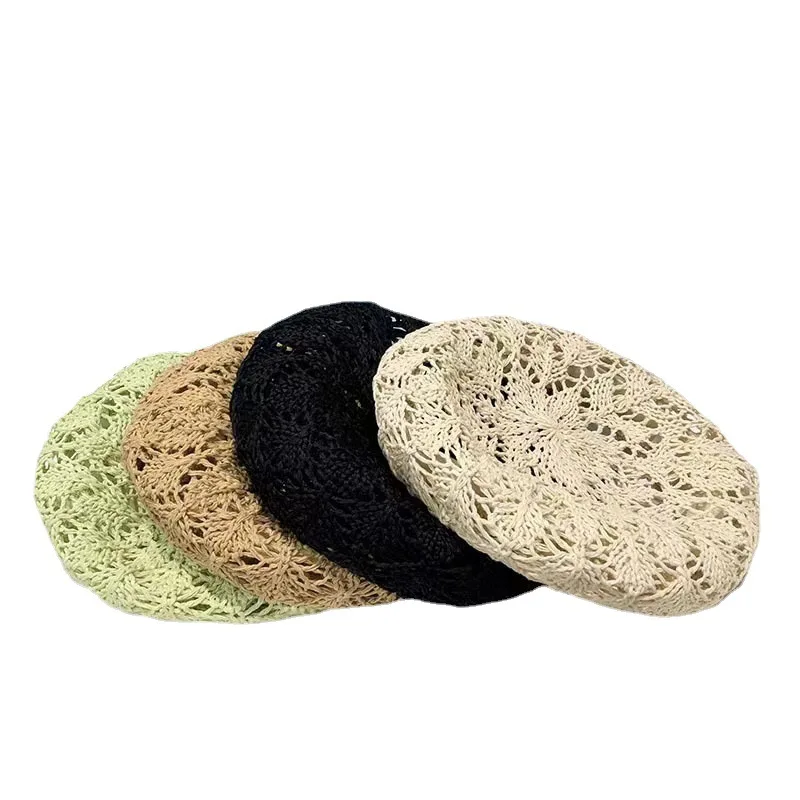 Summer French Berets Ins Hollow Out Custom Logo Breathable Security Khaki Beret For Women