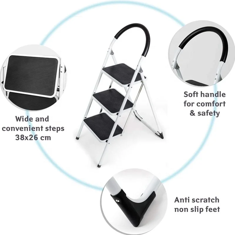 DELILADDER Free standing folding step household ladder EN131