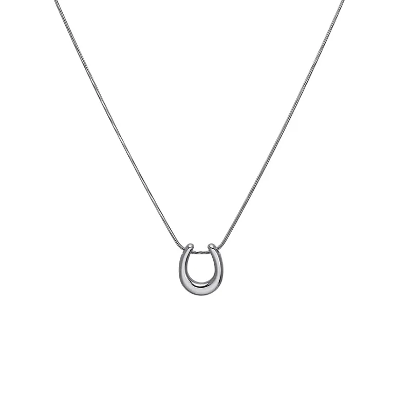 Fashion Women Jewelry U-Shaped Pendants Necklaces Stainless Steel Gold Plated Snake Chain Horseshoe Necklace
