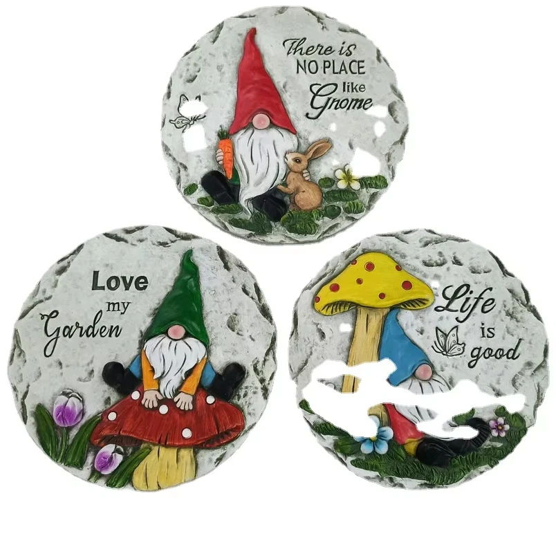 Home Garden Resin FairyTale and Funny Gnome Welcome Sign Stepping Stone