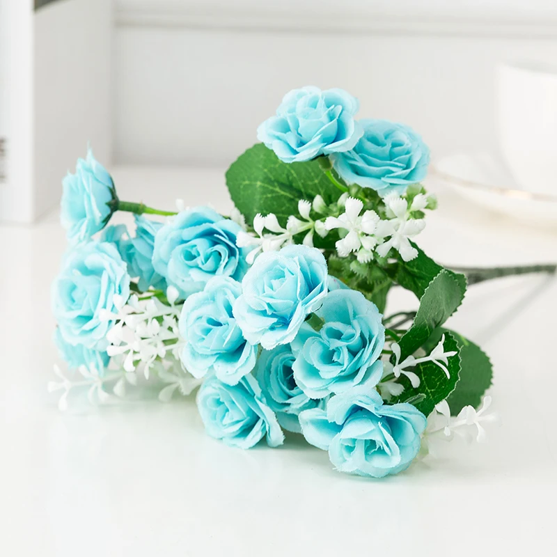 1 Wholesale artificial roses family wedding decoration artificial flower small bouquets home party wedding rose bouquets