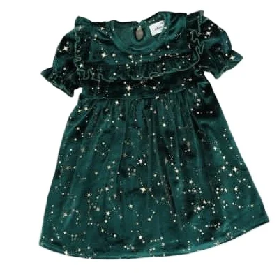 Wholesale custom Girls boutique Cute and comfortable  Thick and velvet with sequins print little girl dress