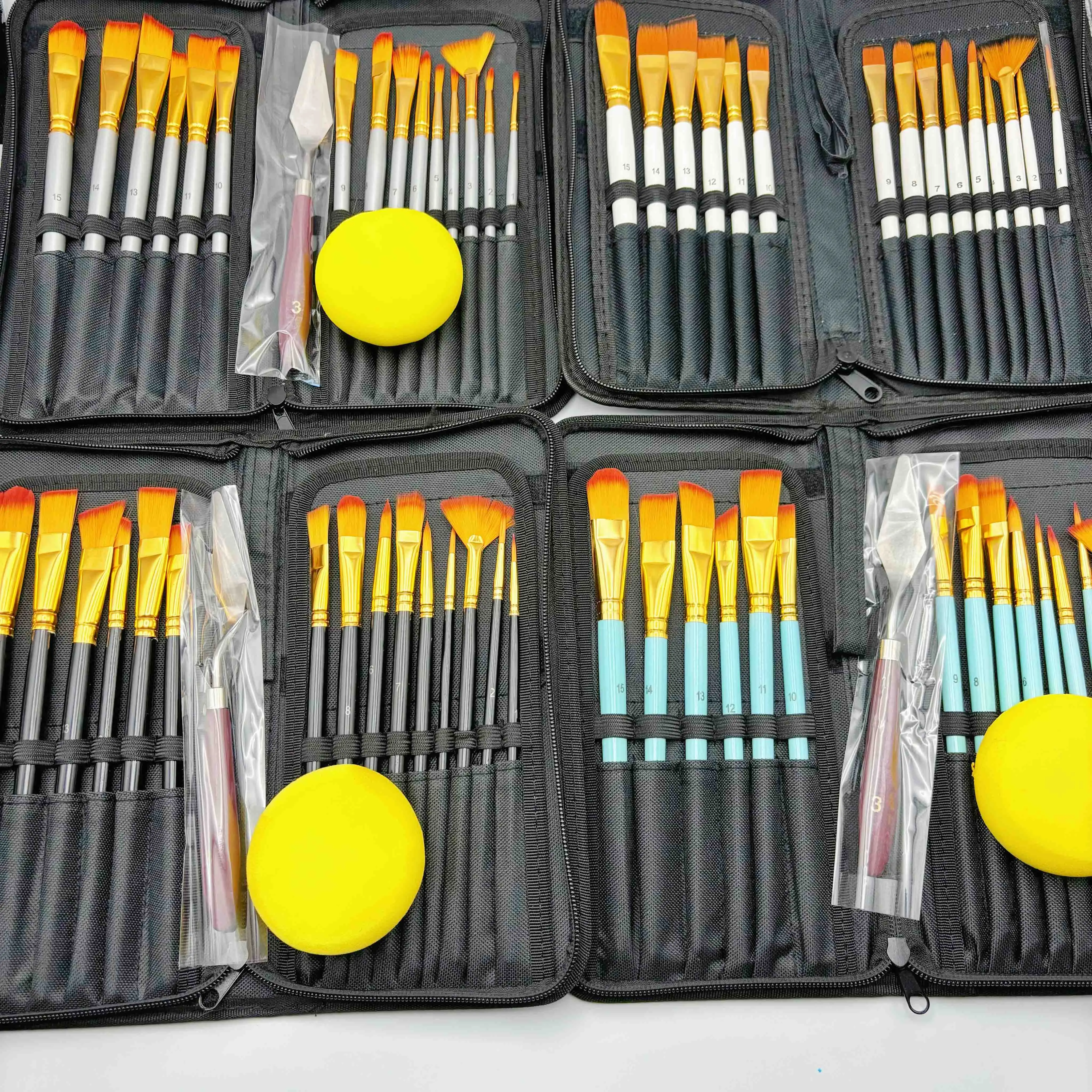 Nylon Hair Paint Brush Kits Set Art Acrylic Wooden Paint Brushes with Wood Handle for Oil Painting and Watercolor Art Supplies