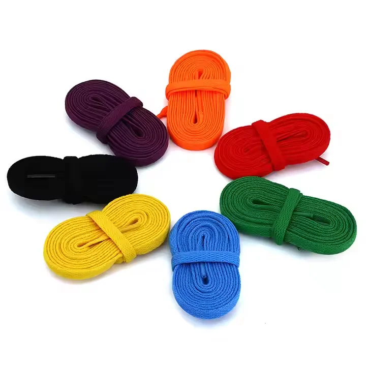 Wholesale Shoestring Shoe Strings Sport Length Cotton Polyester Flat Custom Sneaker Shoe Laces Logo Printed Shoelaces