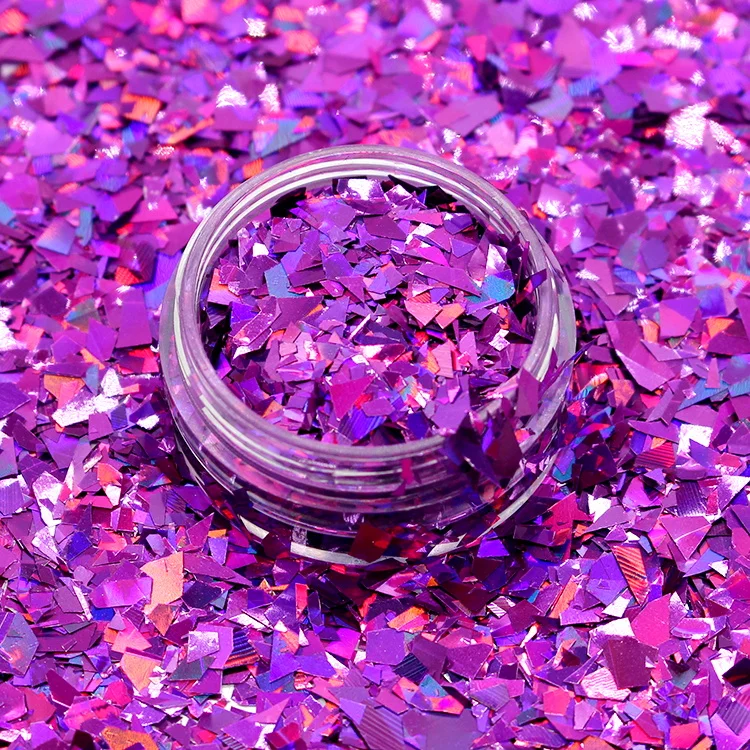 
Random cut nails decoration glitter flakes bulk fluorescent transparent Irregular glitter for nail art 