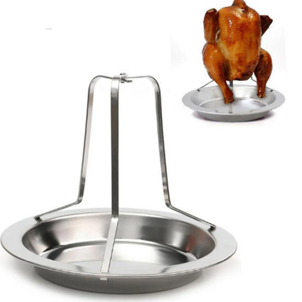 Roast Chicken Holder Stainless Steel Upright Roaster Rack BBQ Stand Grilled Pan Organizer Shelf For Kitchen