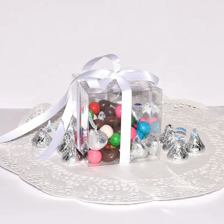 Customized size 2 inches 4 inches 6 inches square transparent folding PET PVC acetate cover box packaging