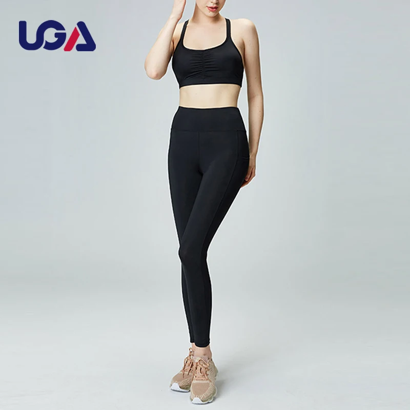 Ropa Deportiva De Mujer Fitness Items Winkled Front Yoga Bra Knitted Elastic Leggings Free Stretching Gym Climbing Clothes