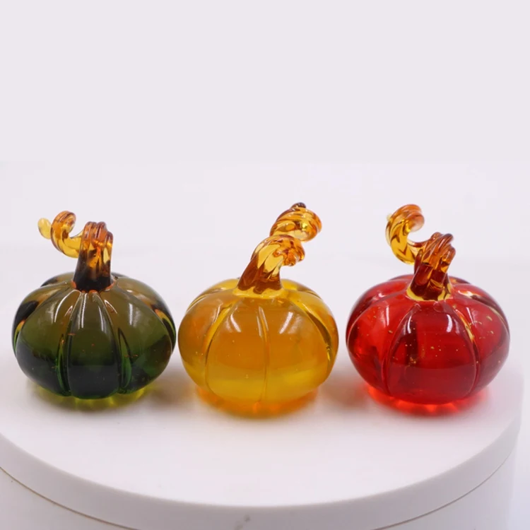 Big Size Mixed Murano Lampwork Glass Halloween Pumpkin Figurine