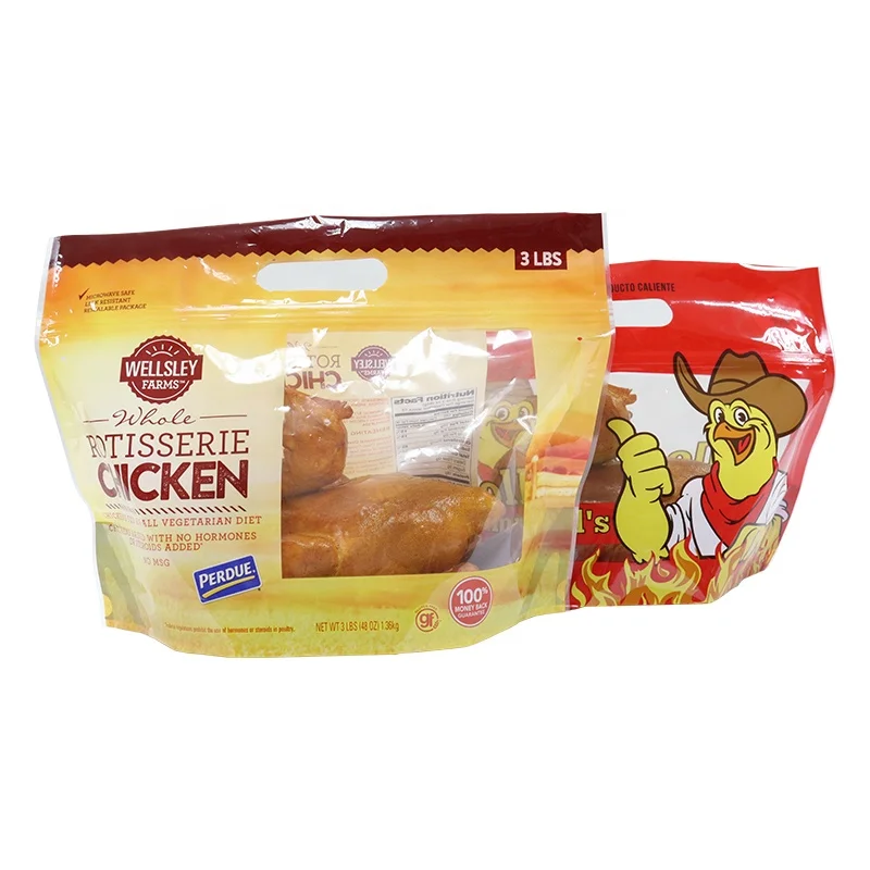 Printed Plastic Anti Fog Composite Bag Roasted Chicken Frozen Food Packaging Bag with Zipper