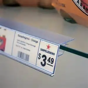 Extruded Plastic PVC ticket holder price tag label snap up cheap shelf talkers Pharmacy flat surface glass shelf data strip