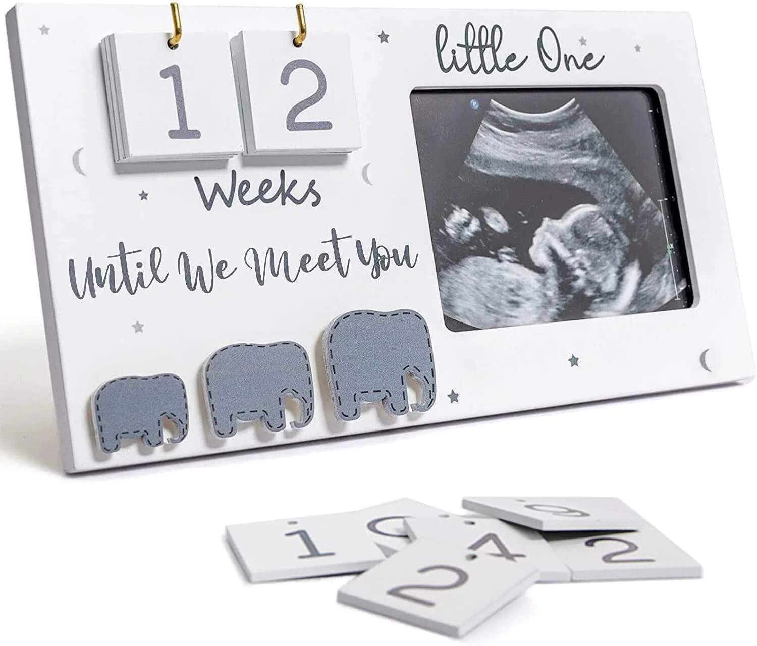 Expecting Parents to be Unique Gifts for Pregnant Women Ultrasound Sonogram Picture Frame with Baby Countdown Weeks Elephant