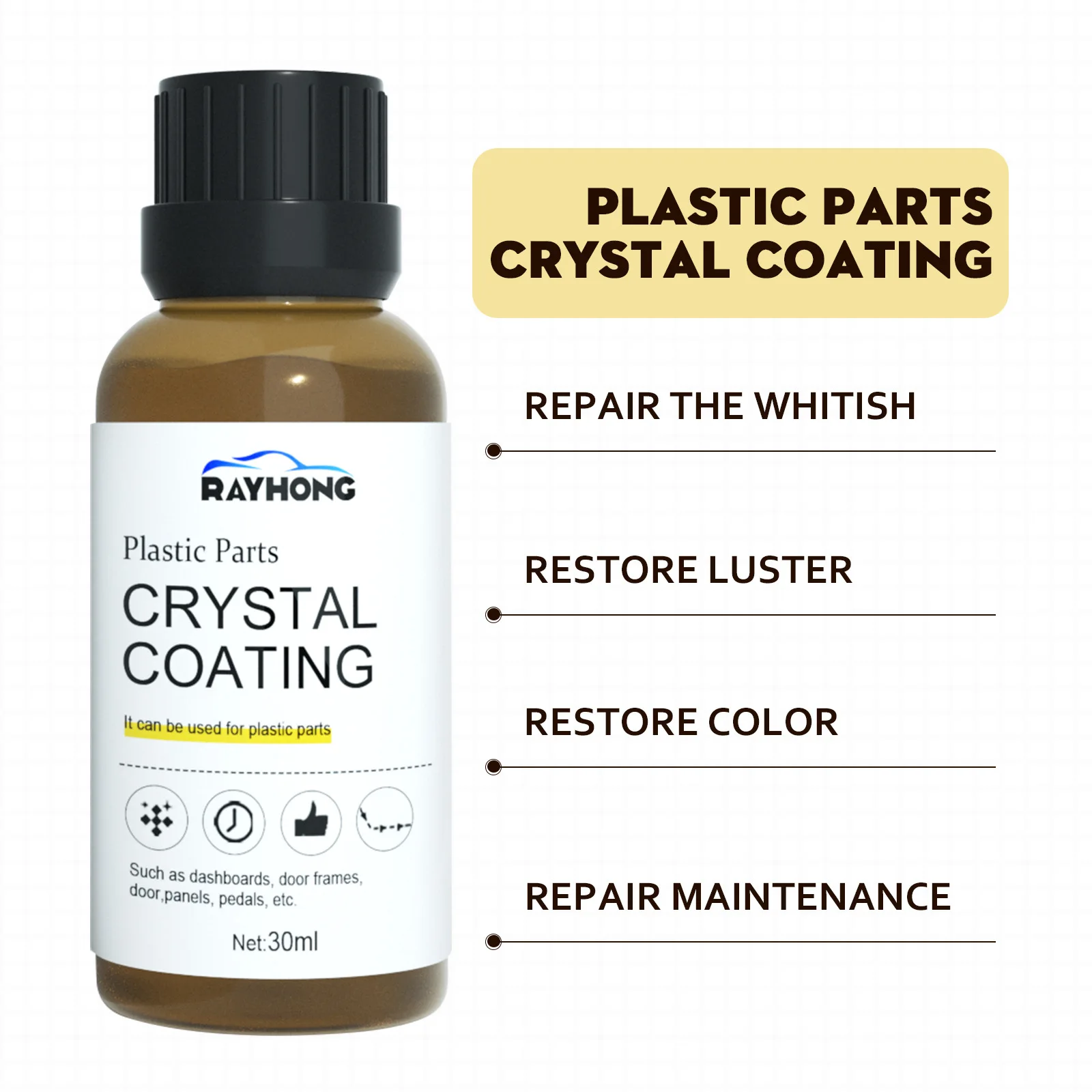 Rayhong Automobile Plastic Coating Agent Brightening Nano Crystal Coating Waterproof Crystal Coating For Plastics