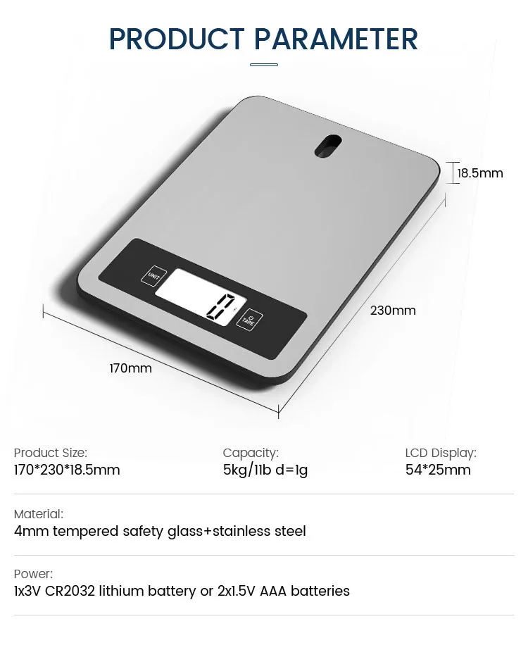 Stainless Steel Kitchen Scale Weigh Digital Weighing Food Kitchen Scales For Food