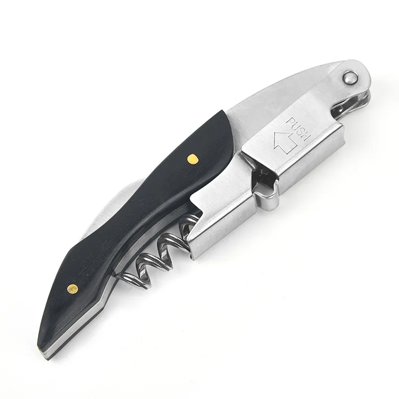Ebony Wood Wine Opener, Professional Corkscrews for Wine Bottles w/Foil Cutter, Manual Wine Key for  Waiters and Home Use