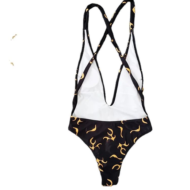 2023 Luxury Sexy Bathing Suit High Waist Bikini Beachwear Black Cross Back Swimwear Women One Piece Swimsuit