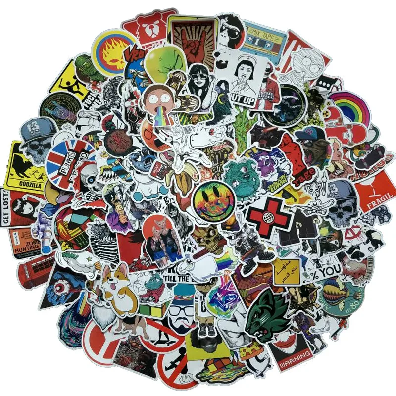 New Hot 100Pcs Random No Repeat Mixture Decal Stickers Doodling Travel DIY Stickers for laptop