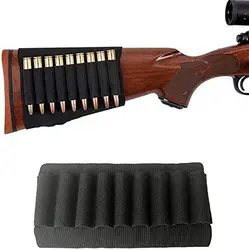 Tactical 9 Rounds Shells Shotgun Holder Cartridges Ammo Carrier Bullet Pouch Elastic Butt Stock Hunting Rifle Accessories