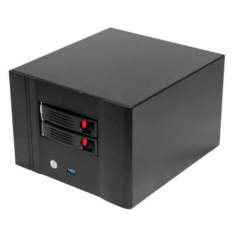 Pop hot swap 2 bays NAS server chassis FLEX PSU Mini ITX server case for network storage