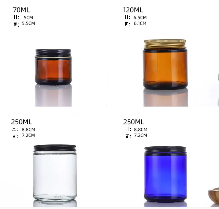 wholesale candle glass jar available colors for Aromatherapy Candle 120ml 250ml Amber/Blue/Clear Glass Cup Aroma Bottle