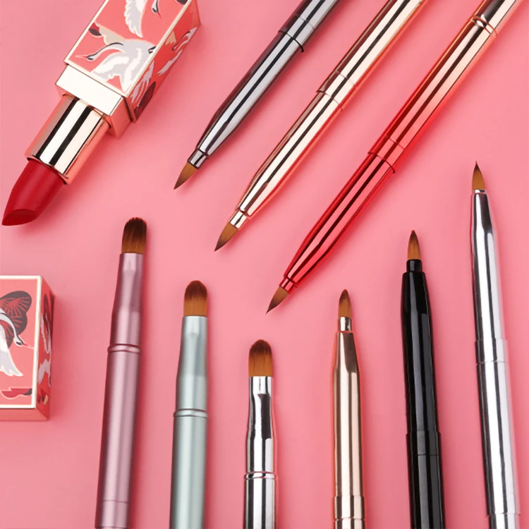 Double Side Nylon Hair Angled Eye Shadow Makeup Brush Double Ended Retractable Eyebrow Eyeshadow Concealer Lip Brush And Custom