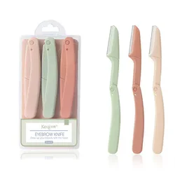 3pcs/set Eyebrow Razor Beauty Tools Plastic Tweezers Scissors for Women