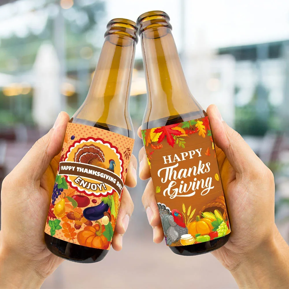 New Thanksgiving Harvest Party Decoration Wine Bottle Stickers  Beverage Bottle Stickers Envelope Stickers