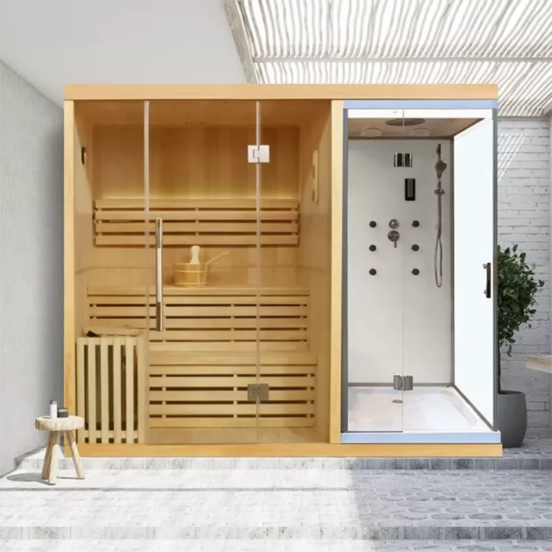 Family Use Of 2-4 Persons Wooden Infrared Sauna Room Turkish Shower Steam Sauna Room