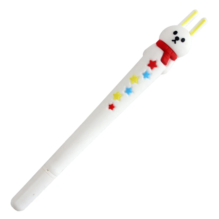 O&Q Cute cartoon Animal high quality   Hard silicone pen body   rabbit shape gel ink pens with replaceable refill