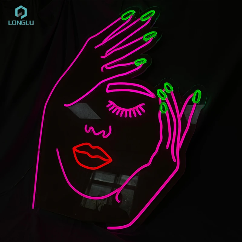 Shop advertising lashes lips hands flex led custom neon sign