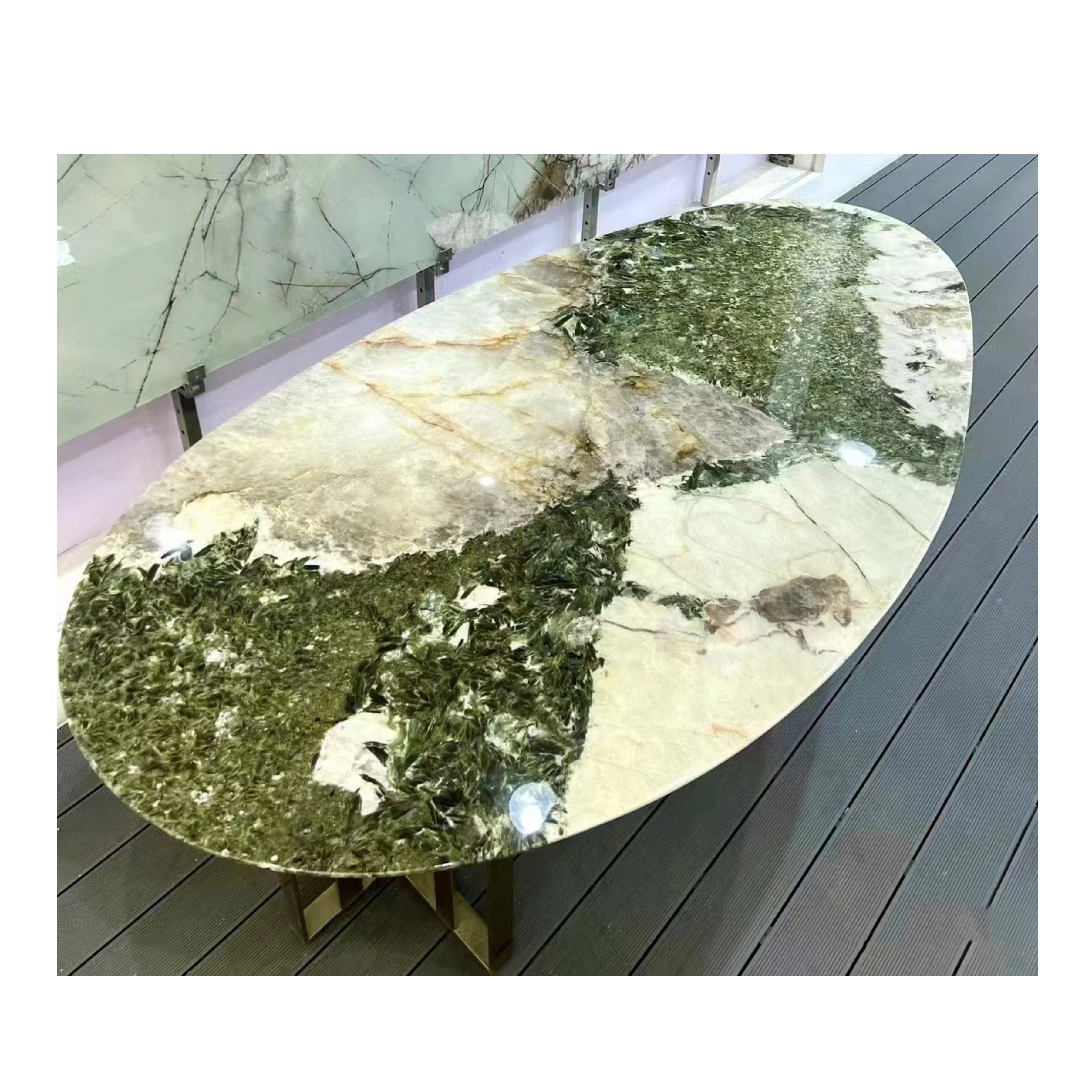 Brazil Baltil Green Luxury Marble Top Coffee Table Set Blue Marble Slab Dining Table Nature Marble Stone Pandora Green Granite