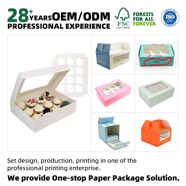 China Factory Wholesale Cheap Customized Paper Cardboard 12 Mini Cup Cake Packaging Bakery Cupcake Box