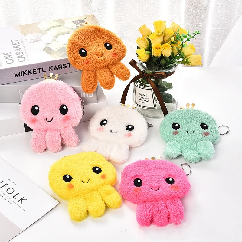 Best-Selling Funny octopus Soft Plush Keychain Wallets  Cartoon Anime octopus Coin Purse Wallets Keychain Toys Couples Pendant
