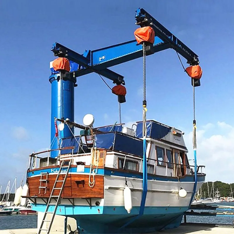 10t 30 Ton Boat Jib Lifting Crane For marina pivoting jib crane yacht handling equipment