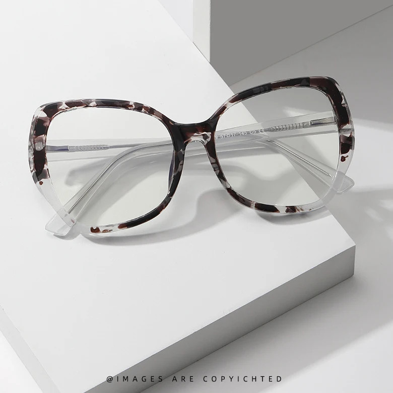 2023 Women Frame Trend Color Matching Tr90 Oversized Big Square Glasses Optical Anti Blue Light Eyeglasses Frames