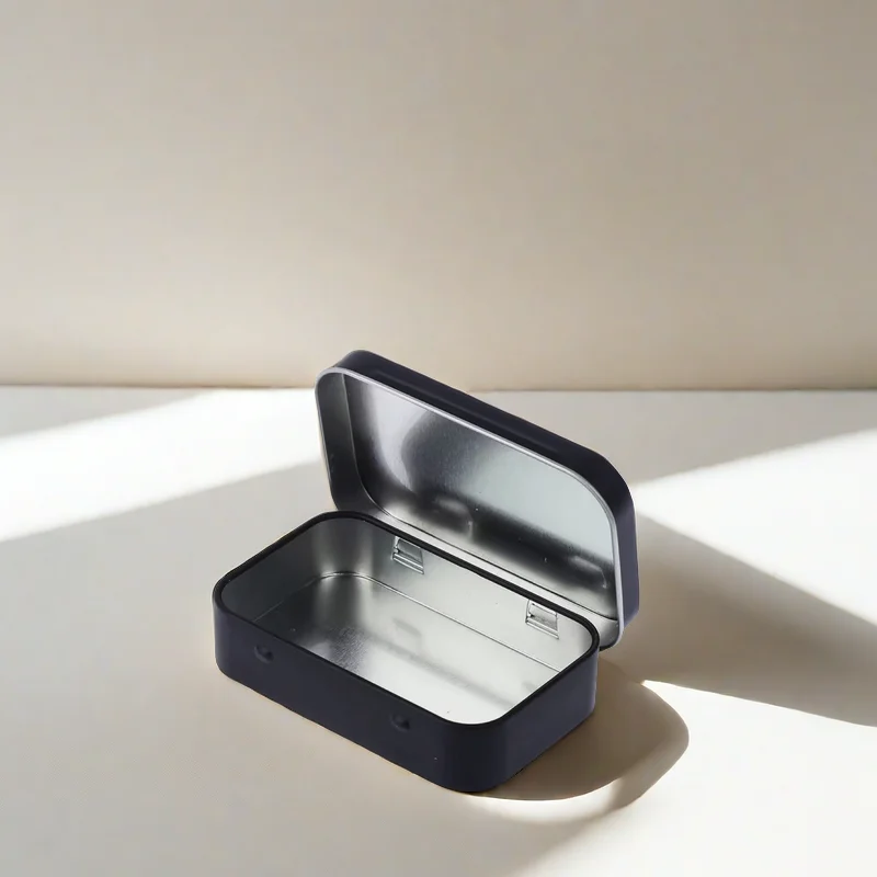 Popular Black Rectangle Storage Tin Metal Box Custom Logo Tobacco Smoking Accessories Tin Boxes