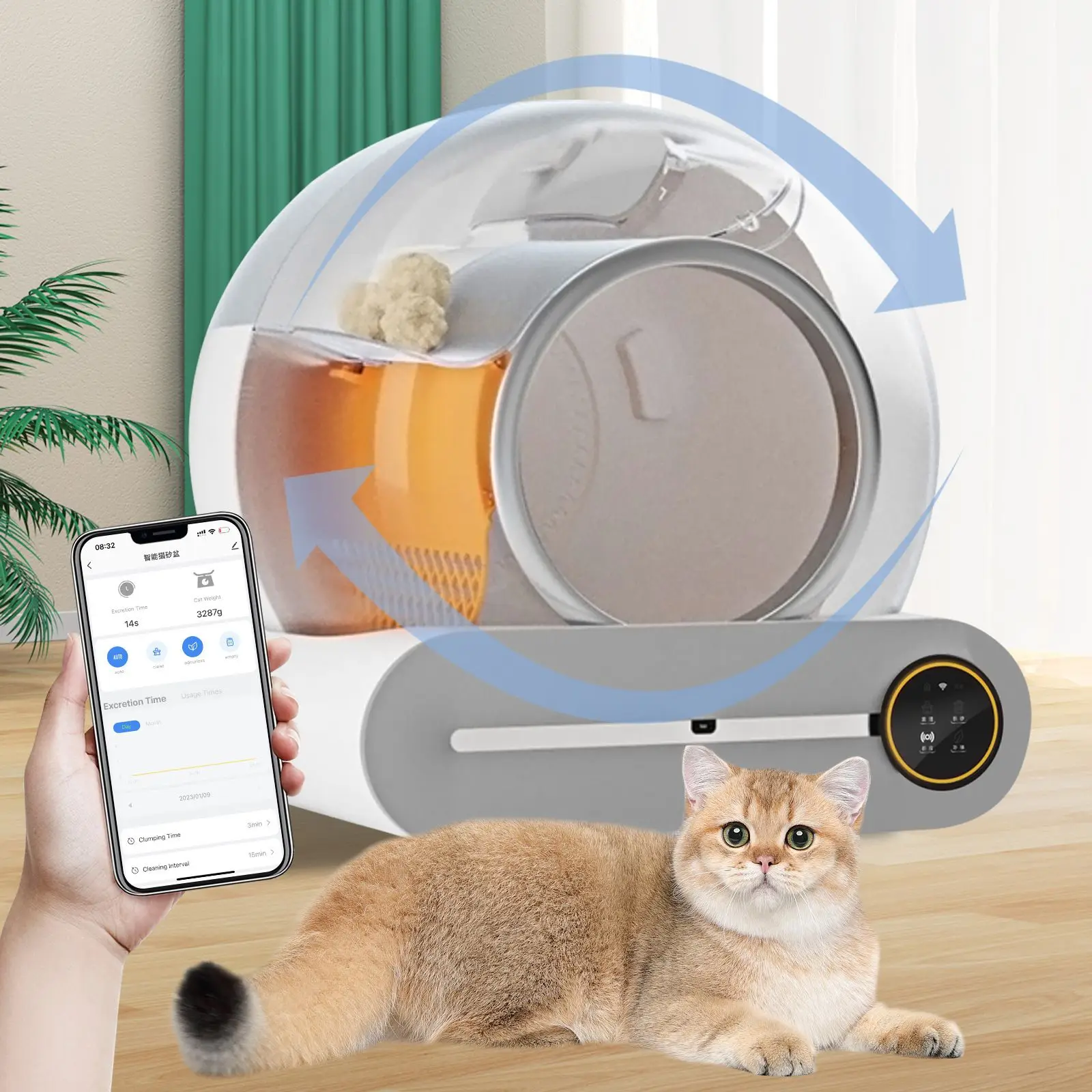 Large Space Smart Splash-proof Fully Automatic Robot Self-cleaning Cat Litter Box Toilet Pet Furniture With APP Remote Control