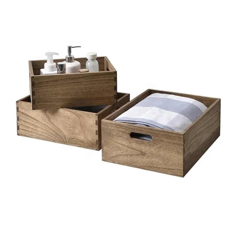 Wholesale Decorative Storage Wooden Crates Small Farmhouse Wood Box for fruit