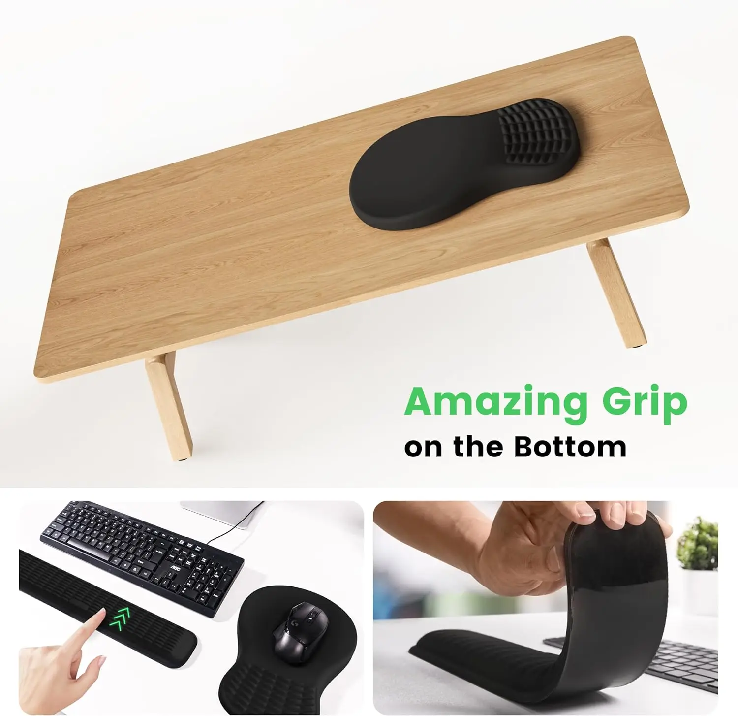 Custom Non Slip Computer Working Gaming Accessory Supportive Memory Foam Keyboard Pad Set Wrist Rest Ergonomic Mouse Pad Set