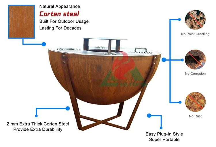 corten steel bbq grills outdoor outdoor brazier grills for cooking