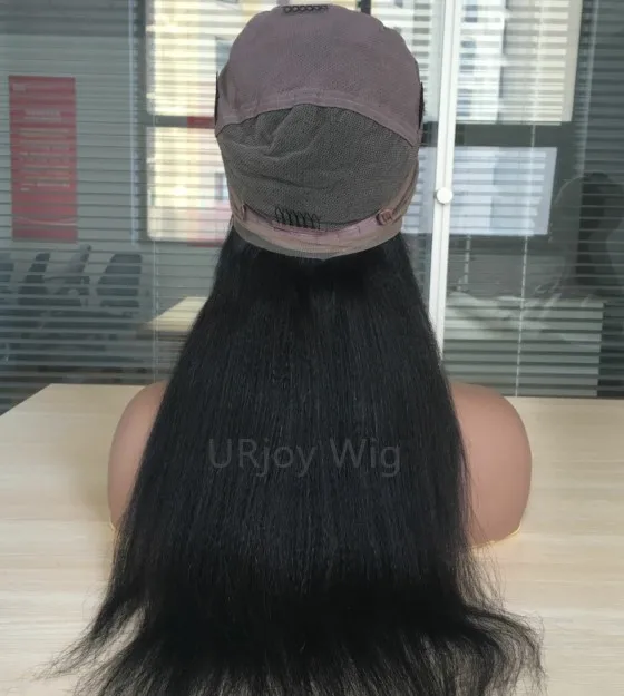 Natural Color Yaki Straight 100 Human Hair Brazilian Virgin Hair Celebrity Wigs Full Lace wig for Black Woman Free Shipping