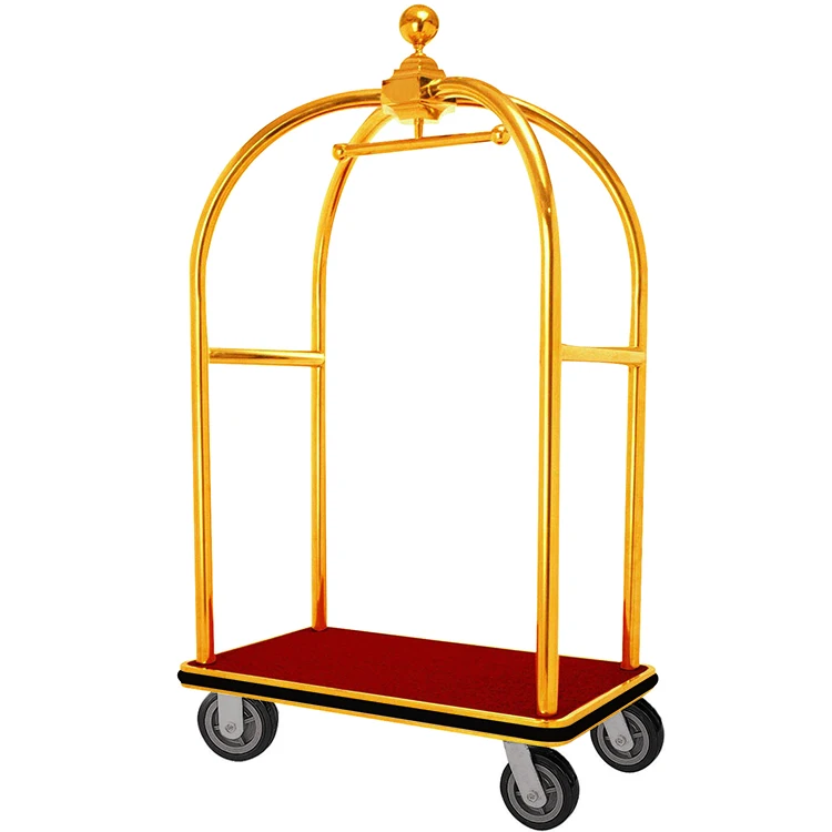 
High Quality Birdcage Hand Trolley Luggage Carts Lobby Vintage Luggage Cart with wheels for Hotel 